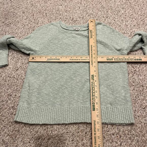 LL Bean Cotton Slub Rollneck Pullover Sz L Pale Turquoise Preppy Old Money - Picture 4 of 6